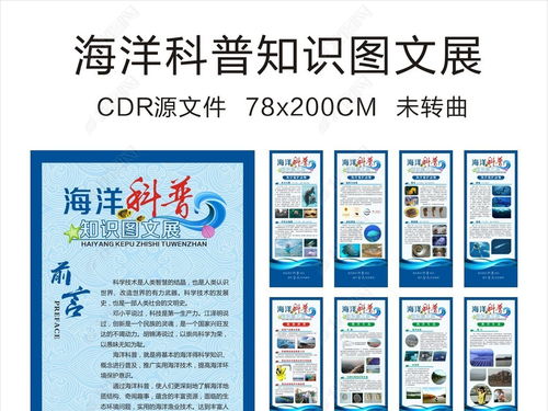 蓝色海洋科普图文展易拉宝展架设计指南与图片下载资源